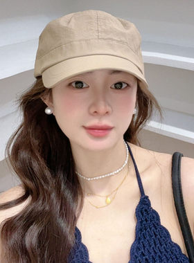 高品质韩货新款速干平顶马术帽女春夏透气防晒报童鸭舌帽显脸小