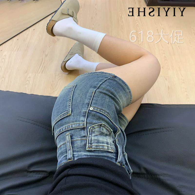 美式复古高腰牛仔短裤女2026夏季新款款薄款辣妹显瘦紧身a字热裤