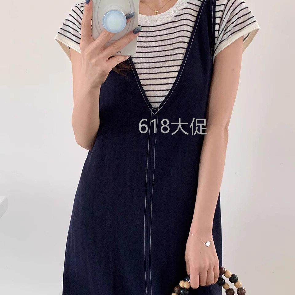 weekend周末 连衣裙女前后两穿 夏季韩版宽松显瘦背带长裙垂感