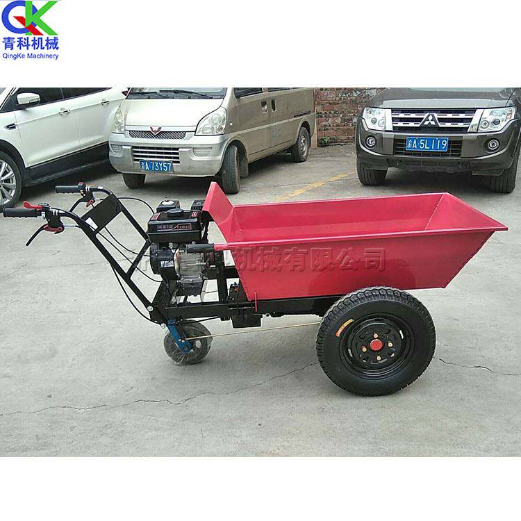 小型手推式汽油灰斗车 建筑工地运料翻斗车 果园养殖场拉货车