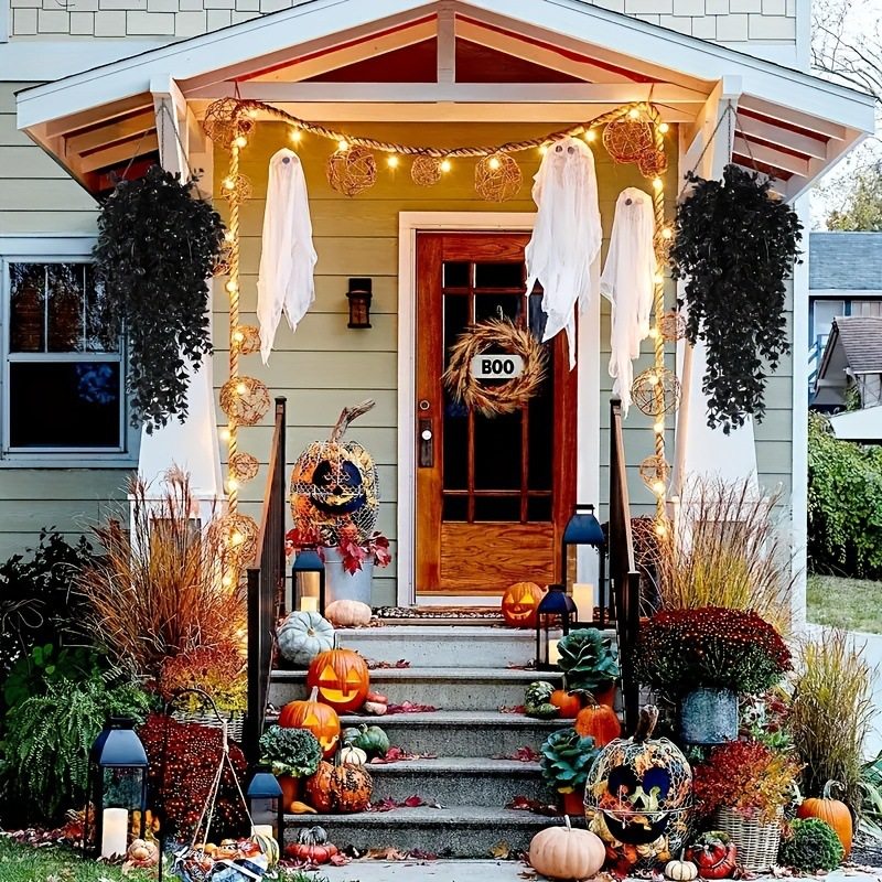 豪贝跨境新款万圣节恐怖装饰挂件黑色倒挂树前门装饰鬼节居家布置