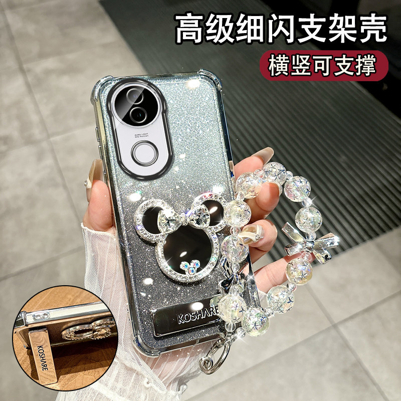 高颜值闪粉四角气囊自带镜头膜防摔