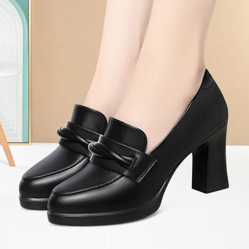 舒适粗跟低帮深口单鞋软皮旗袍走秀耐磨女鞋新款时尚防水台高跟鞋