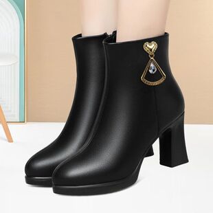 通勤工作舒适高跟鞋舒适百搭防滑透气单靴时尚中年厚底旗袍妈妈鞋