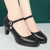 工作鞋 时尚 旗袍走秀高跟鞋 模特防水妈妈跳舞皮鞋 新款 一字高跟女鞋