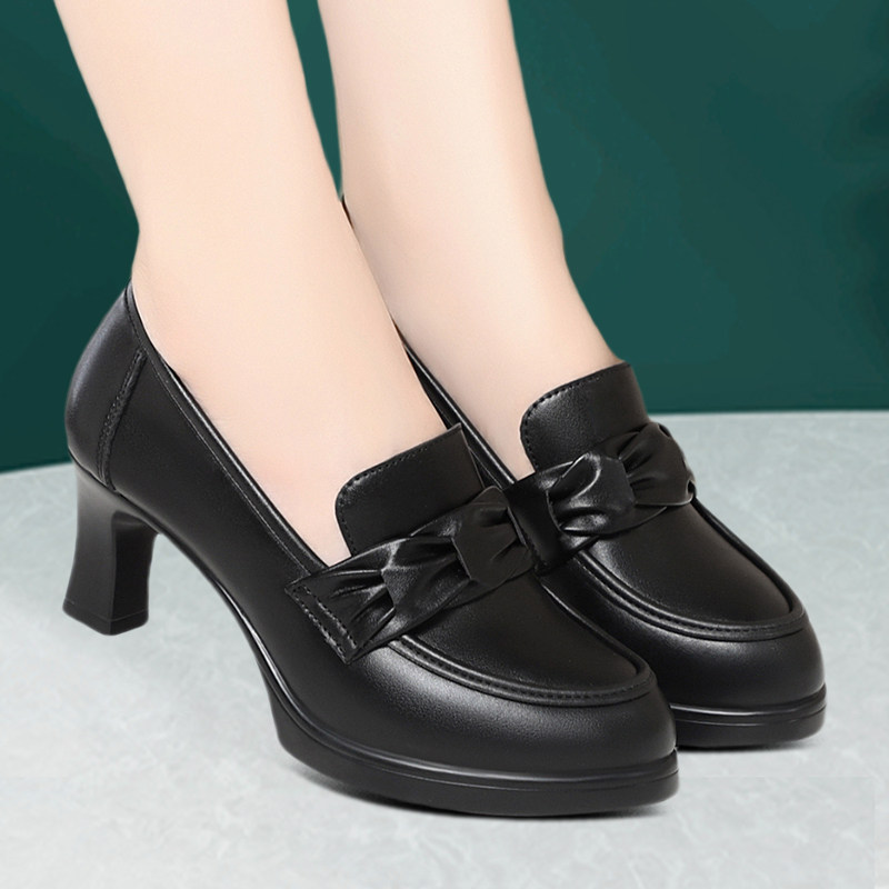 粗跟防水台百搭乐福女鞋防滑耐磨职业工作单鞋厚底一脚蹬深口女鞋,女鞋,深口单鞋,淘宝优惠券,粉丝福利购,淘宝优惠卷