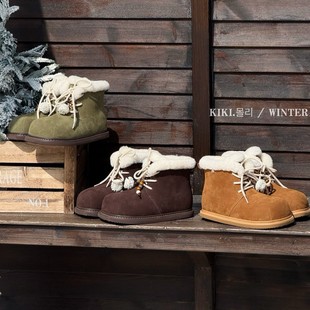 大头系带森系棉鞋 街头风翻毛领厚底雪地靴2025新款 韩版 mollykiki