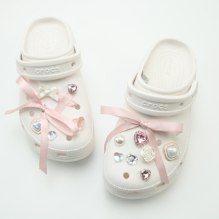 光光定制高端DIY手工鞋花水钻丝带配饰洞洞鞋卸扣可爱仙女