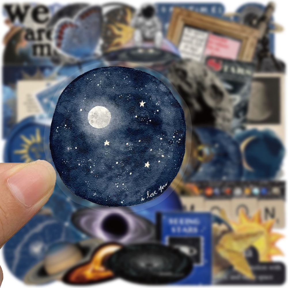 100张space贴纸爆款高级创意花纹太空主题手账笔记本diy装饰贴画