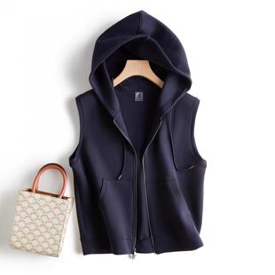 EGG SLY空气棉小众设计双头拉链正肩无袖背心连帽卫衣外套女