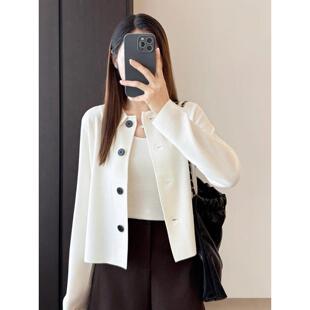 EGG 外套女秋 SLY西班牙进口巴素兰羊毛POLO领纯手工拼缝针织开衫