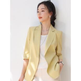 五分袖 EGG SLY飒美优雅气质亚麻系列后开叉2026夏季 新款 女 小西装