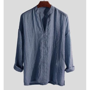 style men shirtV领波西米亚衬衫 Bohemian shirt T恤 neck