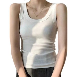 color threaded sleeveless Women 女士螺纹无袖 solid top 上衣