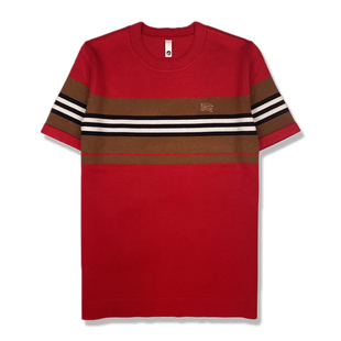 欧洲站本命年红色秋冬新款半袖针织打底衫男轻奢潮牌修身短袖毛衣