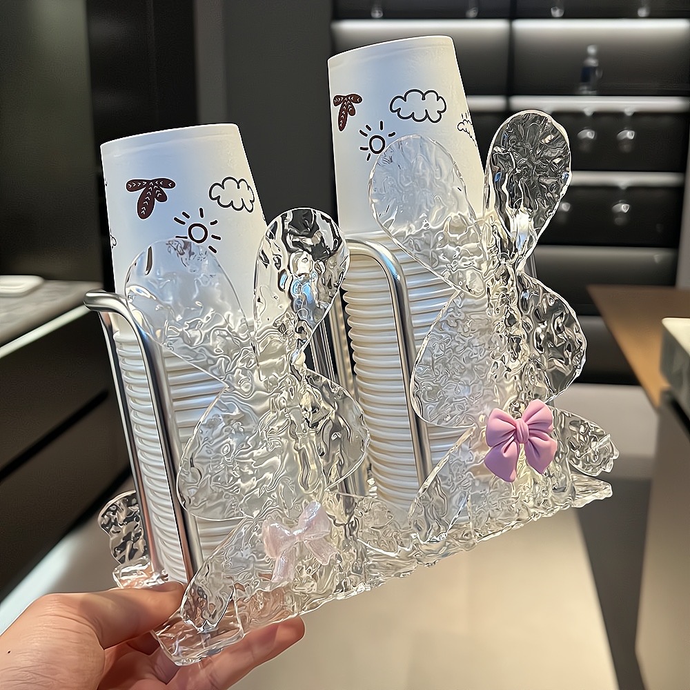 高颜值一次性杯子取杯器收纳置物架台面轻奢纸杯架家用桌面取杯架