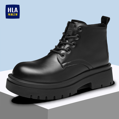 海澜之家马丁靴男真皮靴子