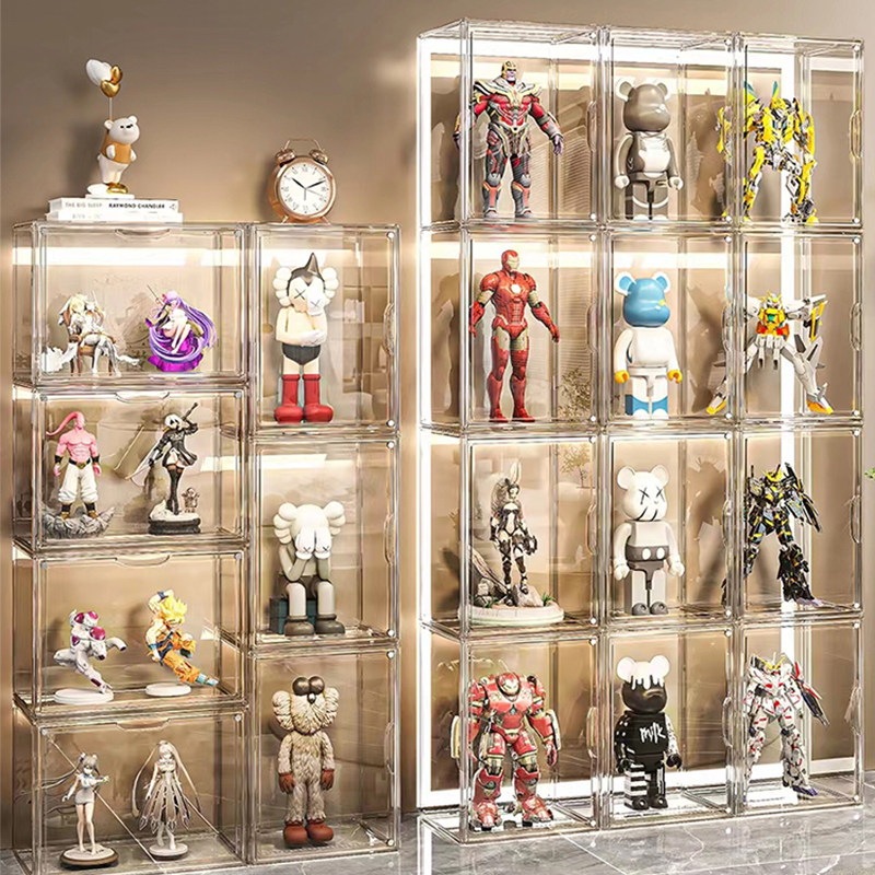 大型高透手办收纳展示盒亚克力透明防尘罩盲盒玩偶摆件娃娃展示柜