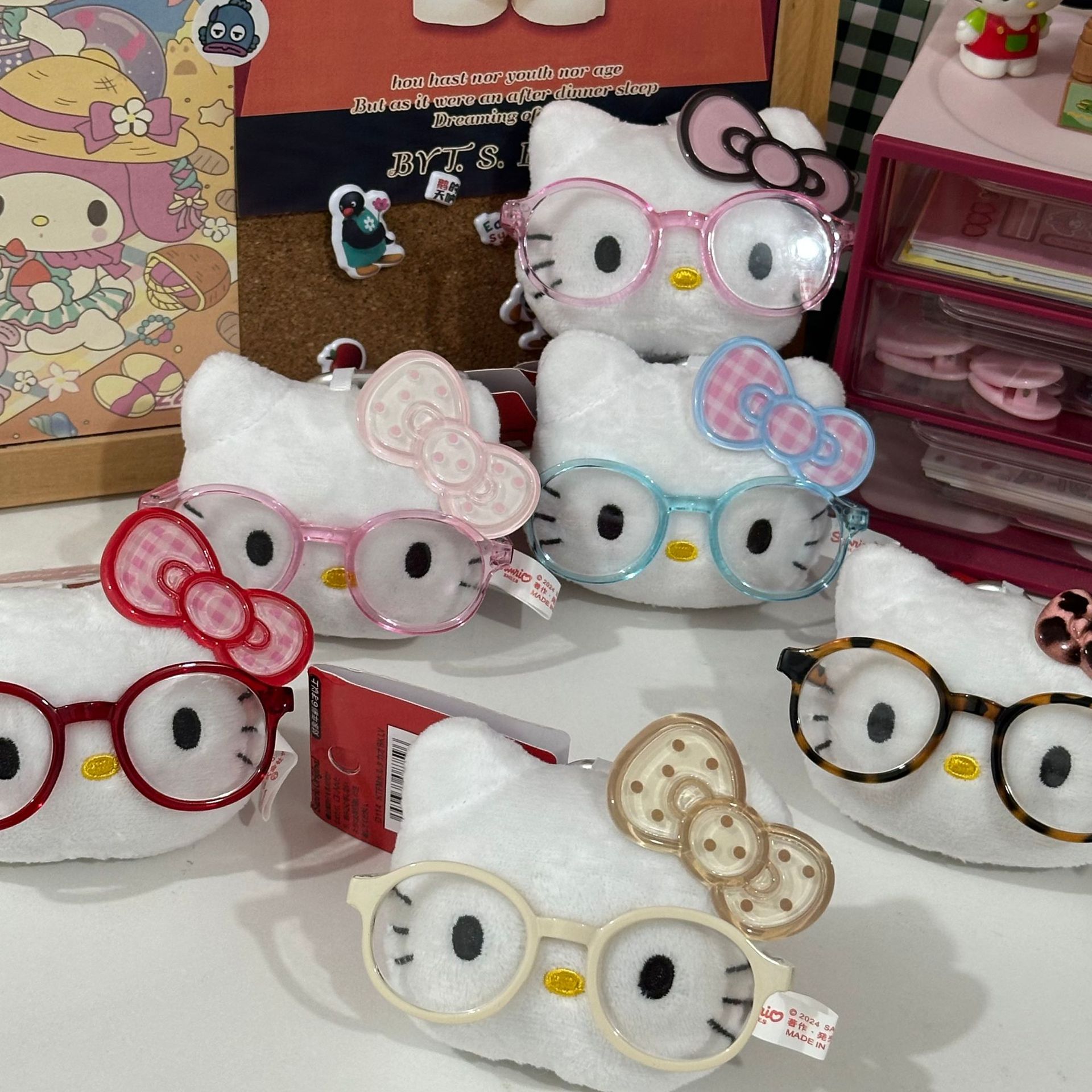 可爱卡通KT猫头包包挂件书包挂钥匙扣饰品公仔女孩毛绒kitty玩偶