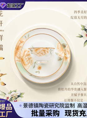 景德镇陶瓷餐具套装2024新款轻奢高级感乔迁新居碗盘碗碟套装家用