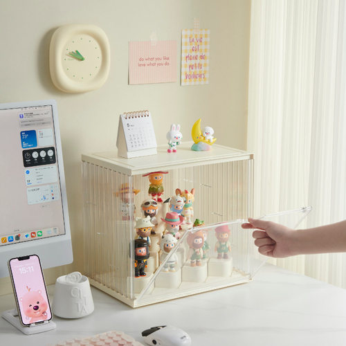 正版盲盒收纳展示架可叠加透明防尘磁吸手办展示盒泡泡玛特盲盒收