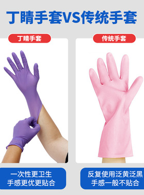 沿方防护丁晴手套100只紫色一次性胶乳耐用手套丁腈美容美发现货