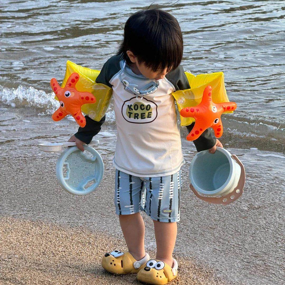 海星造型儿童手臂浮圈手动充气卡通男女通用游泳圈海边游泳装备