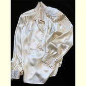 法式 设计感小众高端精致衬衣 女2025早秋新款 重工刺绣钉珠长袖 衬衫