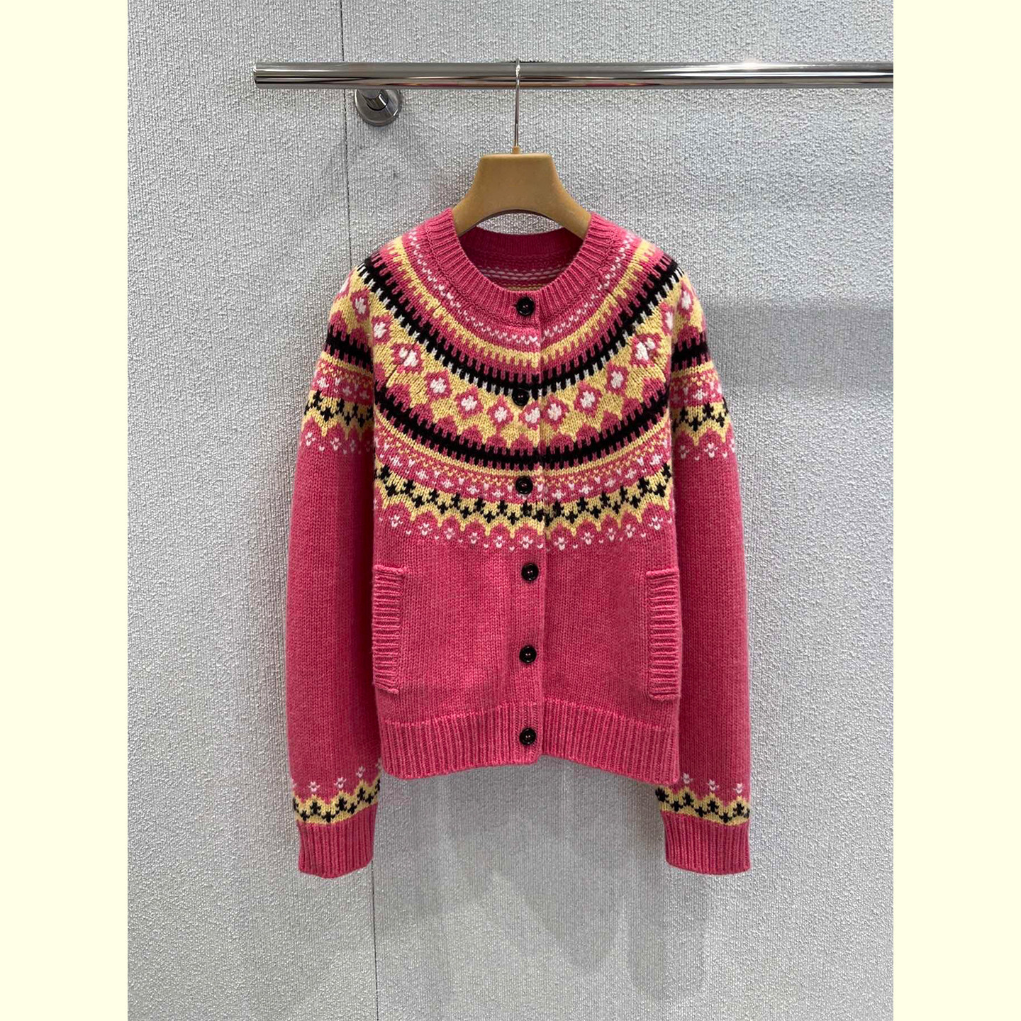 复古费尔岛提花针织开衫女春季新款慵懒高级感巨好看圆领毛衣外套,女装/女士精品,毛衣,淘宝优惠券,粉丝福利购,淘宝优惠卷