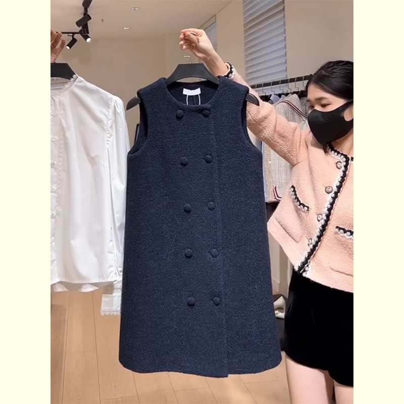 法式小香风粗花呢加厚背心连衣裙