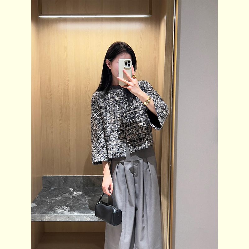 小香风粗花呢短款外套女2025秋季