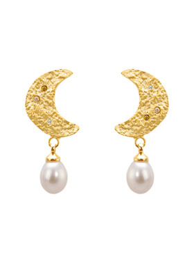 Neverfar「煌煌熠采」敦煌联名限定系列手工雕蜡锆石月亮珍珠耳环