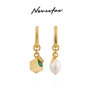 Neverfar「LUCK」转运魔方系列耳环时尚 幸运草耳环女