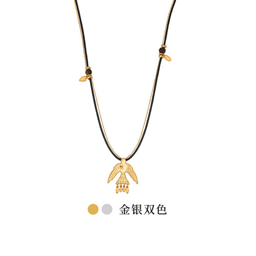 飞鸟沉香皮绳项链女款