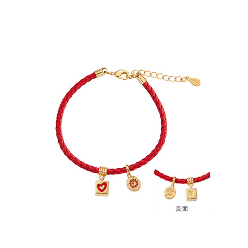 Neverfar龙年红绳手链铜镀18k金