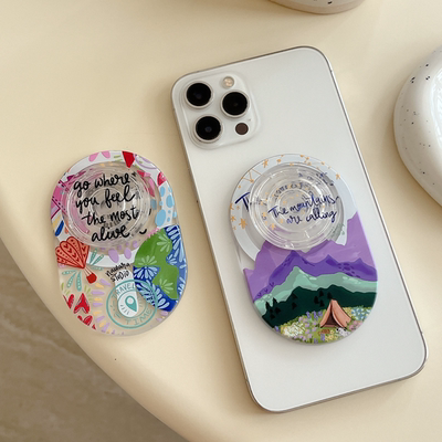 Magsaf啪嗒磁吸文艺群山呼唤卡通手机壳支架伸缩折叠拆卸追剧神器