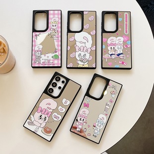 创意镜面磁吸卡通粉小兔适用三星GalaxyS25Ultra手机壳S25 S24Ultra可爱少女S23plus全包防摔S23Ultra保护套