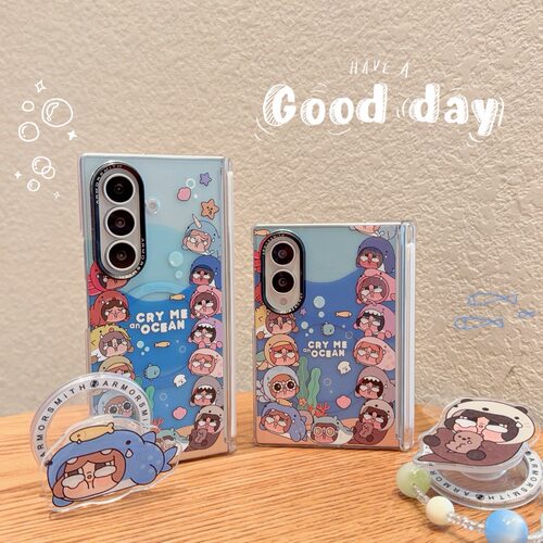 创意磁吸卡通海洋动物哭娃适用于三星GalaxyZFold8Ultra手机壳ZFold8可爱少女折叠屏Fold7防滑小众全包保护套
