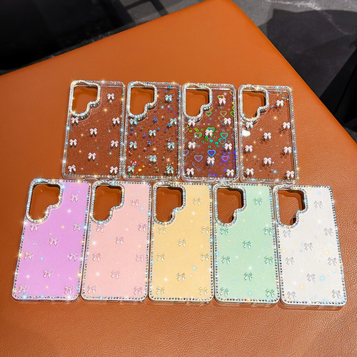 创意闪钻极光蝴蝶结适用三星GalaxyS26Ultra手机壳S24/S25FE可爱少女心A07/A17/26全包小众A56/A57/A35保护套