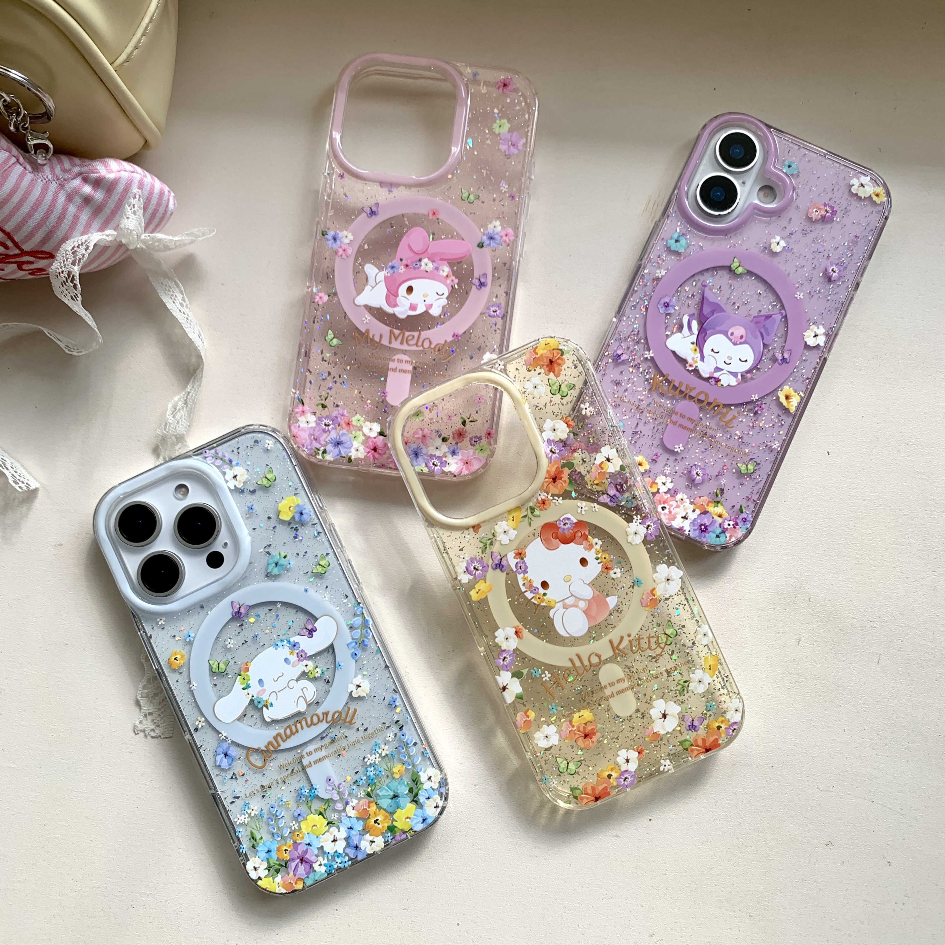 创意磁吸碎花三丽鸥KT猫适用三星GalaxyS25Ultra手机壳S24FE/S24Ultra可爱少女心S23/S23Ultra全包防摔保护套