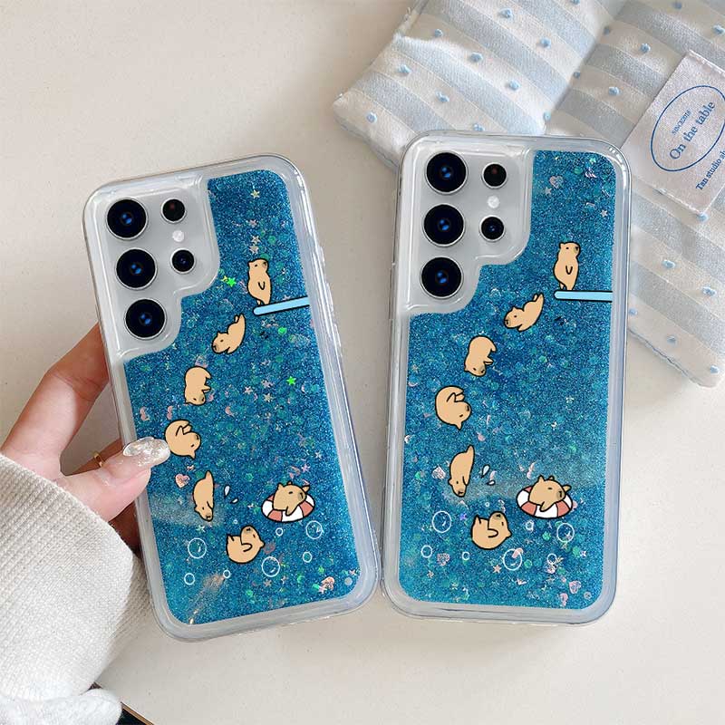 创意流沙跳水卡皮巴拉适用于三星GalaxyS25Ultra手机壳S24+/S24FE可爱解压S23/23plus全包S22Ultra防摔保护套