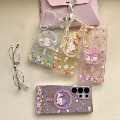 创意磁吸碎花三丽鸥KT猫适用三星GalaxyS26Ultra手机壳S24FE/S24Ultra可爱少女心S23/S23Ultra全包防摔保护套