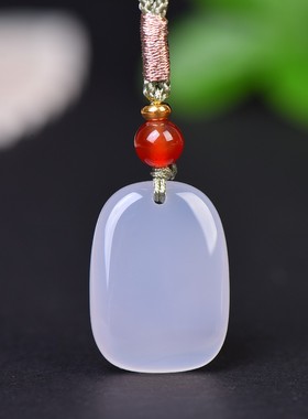 正品保真天然高冰种玉髓平安牌玛瑙无事牌吊坠男女款挂件吊坠玉坠