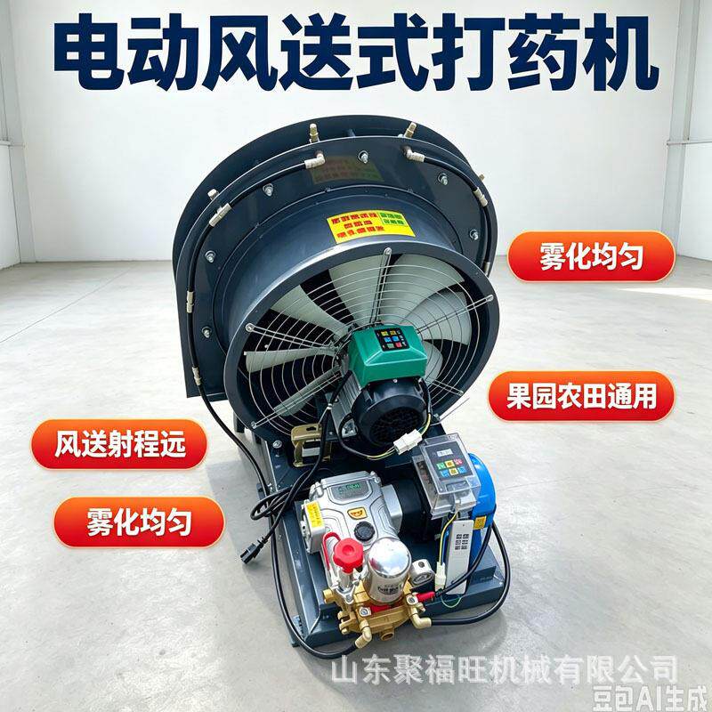 履带式电动风送打机猕猴桃葡萄园喷雾机三轮骑乘式果树喷雾机