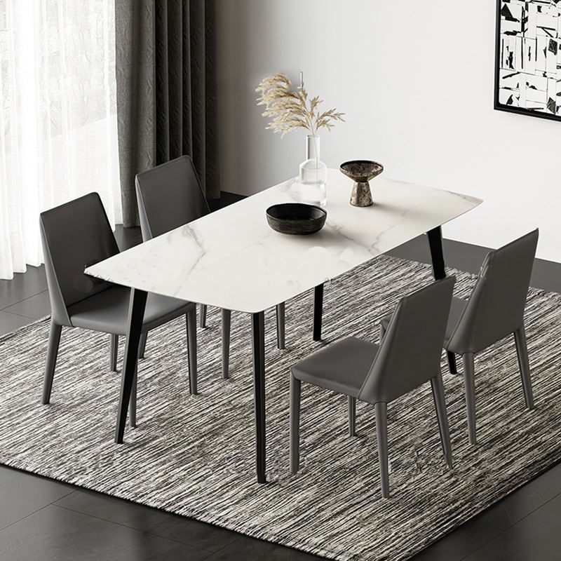 意式极简岩版餐桌椅组合 现代简约小户型家用长方形吃饭桌6到8人