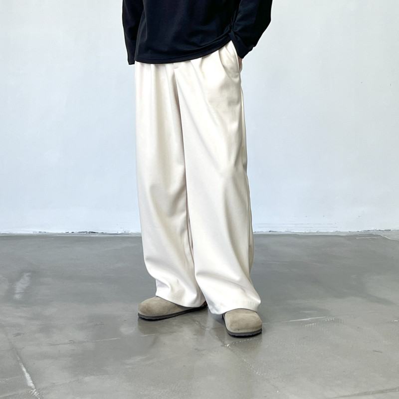 BROMAD日系复古毛呢休闲西裤男女2026春季通勤阔腿慵懒风垂感裤子