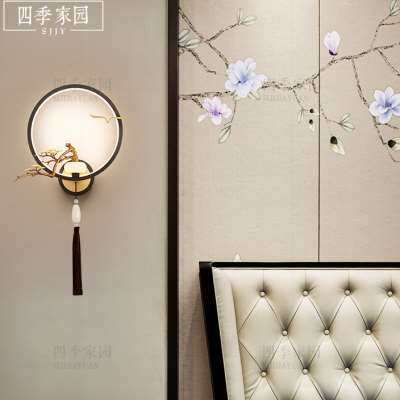 四季家园新中式壁灯客厅电视背景墙新款现代高端主卧床头别墅全铜