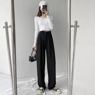 loose pants for Solid 女士纯色垂感宽松裤 hanging women color