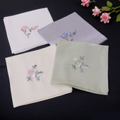 女士真丝桑蚕丝手帕送妈妈朋友刺绣绣花丝绸手绢中国风礼品送老外