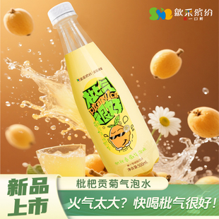 歙采缤纷枇杷贡菊气泡水500mL 饮料健康网红汽水 5瓶爽口解腻瓶装